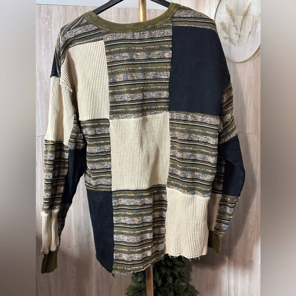 Gilded Intent Patchwork Crewneck Sweater - Navy B… - image 2